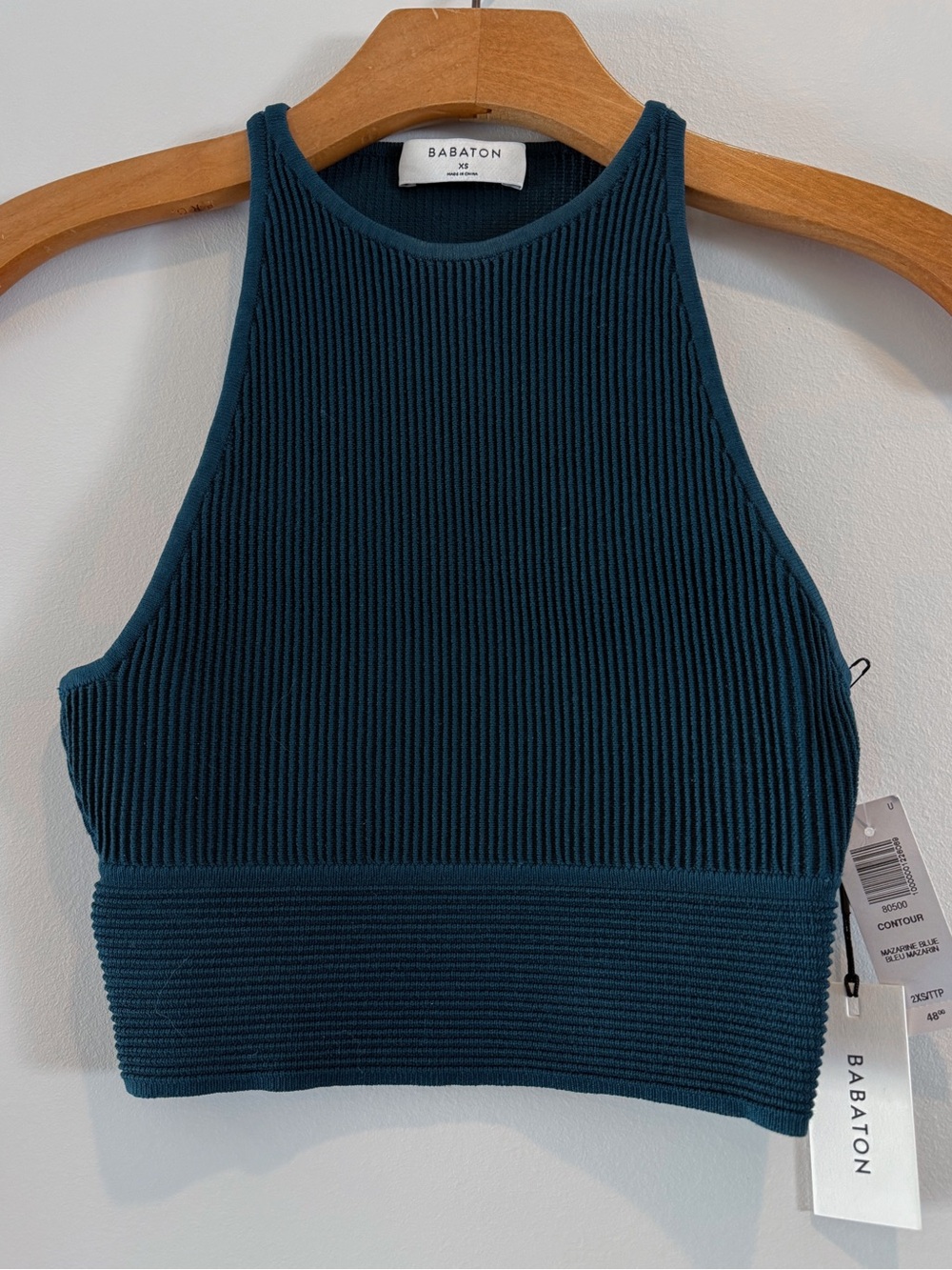 NWT✨ Aritzia Babaton Contour Ribbed Cropped Tank Top Mazarine Blue XS